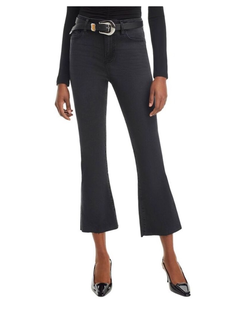 Frame denim le crop mini boot cut, midrise, size 28, washed black (Kerry)